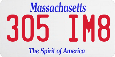 MA license plate 305IM8