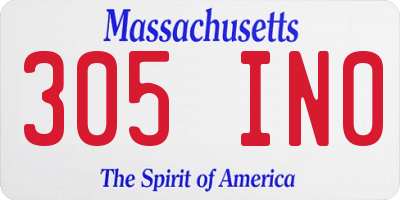 MA license plate 305IN0