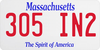 MA license plate 305IN2