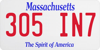 MA license plate 305IN7