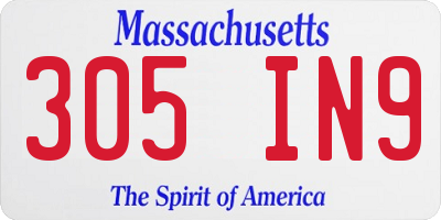 MA license plate 305IN9