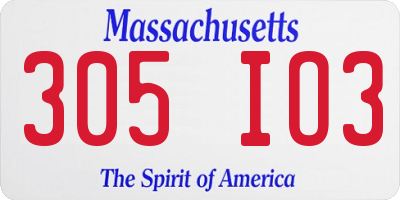 MA license plate 305IO3