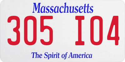 MA license plate 305IO4