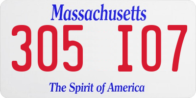 MA license plate 305IO7