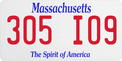 MA license plate 305IO9