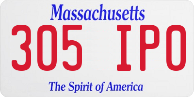 MA license plate 305IP0