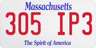 MA license plate 305IP3