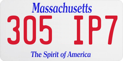 MA license plate 305IP7