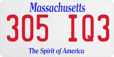 MA license plate 305IQ3