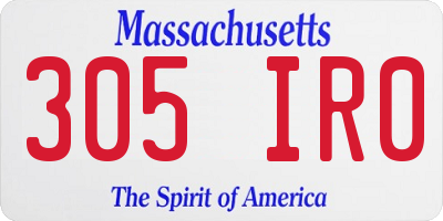 MA license plate 305IR0
