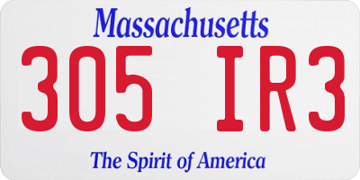 MA license plate 305IR3