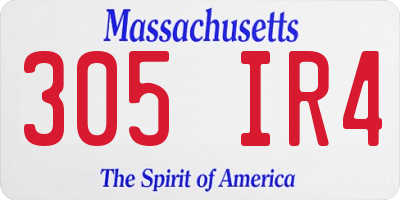 MA license plate 305IR4
