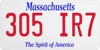 MA license plate 305IR7