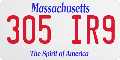 MA license plate 305IR9