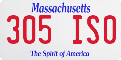 MA license plate 305IS0