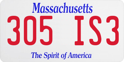 MA license plate 305IS3
