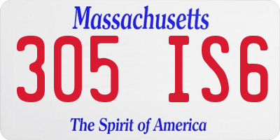 MA license plate 305IS6
