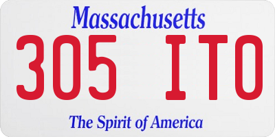 MA license plate 305IT0