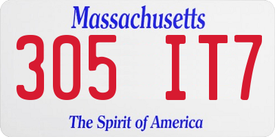 MA license plate 305IT7