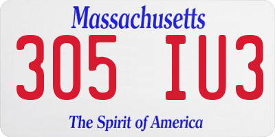 MA license plate 305IU3