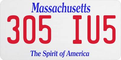 MA license plate 305IU5