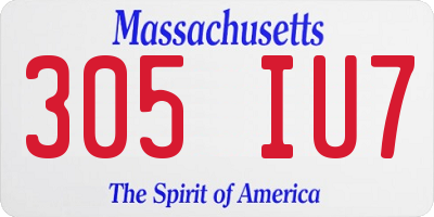 MA license plate 305IU7