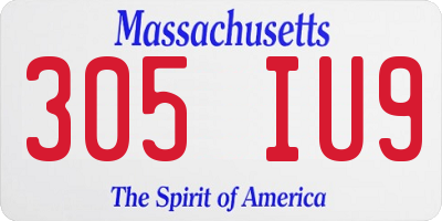 MA license plate 305IU9