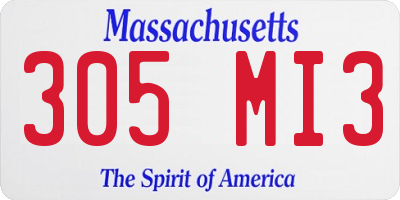 MA license plate 305MI3