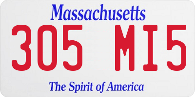 MA license plate 305MI5