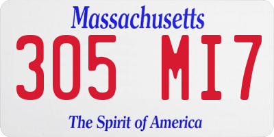 MA license plate 305MI7