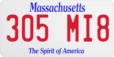 MA license plate 305MI8