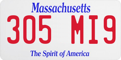MA license plate 305MI9