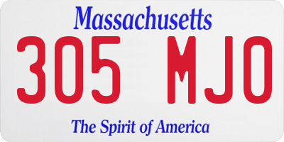 MA license plate 305MJ0