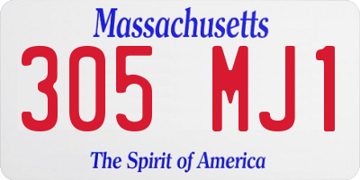 MA license plate 305MJ1
