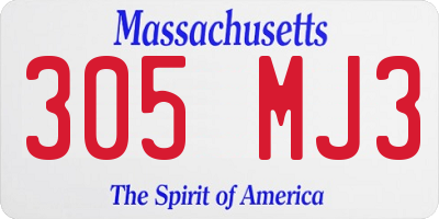 MA license plate 305MJ3