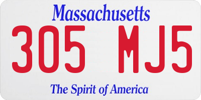 MA license plate 305MJ5