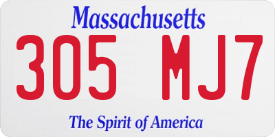MA license plate 305MJ7