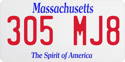MA license plate 305MJ8