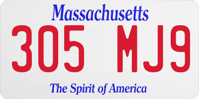 MA license plate 305MJ9