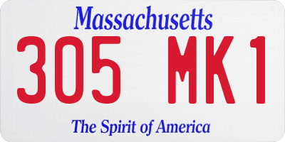 MA license plate 305MK1
