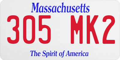 MA license plate 305MK2