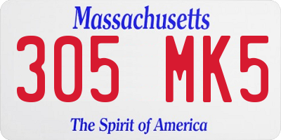 MA license plate 305MK5