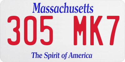 MA license plate 305MK7