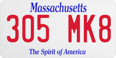 MA license plate 305MK8