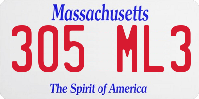 MA license plate 305ML3