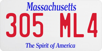 MA license plate 305ML4