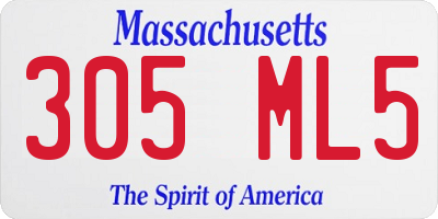 MA license plate 305ML5