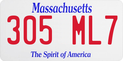 MA license plate 305ML7