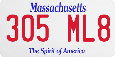 MA license plate 305ML8