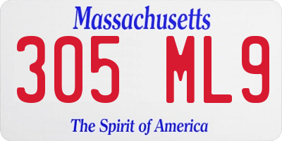MA license plate 305ML9